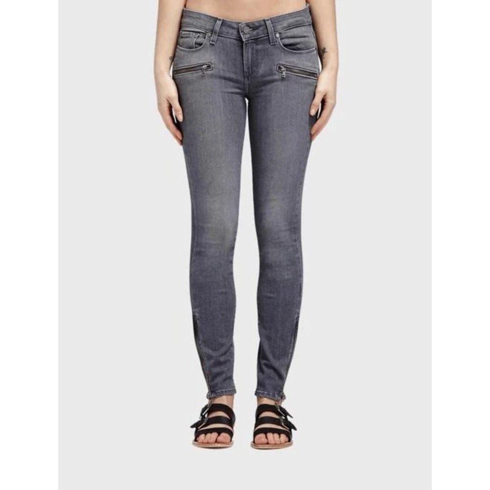 PAIGE Jane Zip Crop Skinny Jeans Size 27 Medium Wash Ankle Zipper TRANSCEND